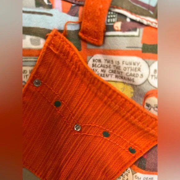 Vintage Johnny Girl 100% cotton Orange Jacket with Graphic Panels (Read) bin7 - Picture 6 of 8
